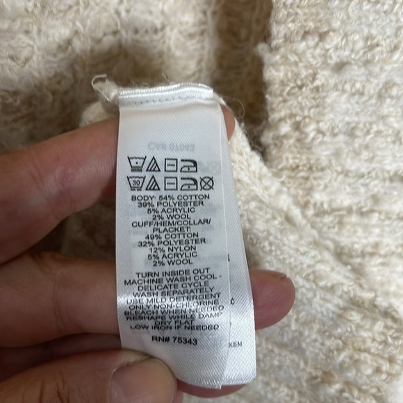 Joie Cardigan Open Front Longline Nordic Knit Beige Size Large - Picture 4 of 5